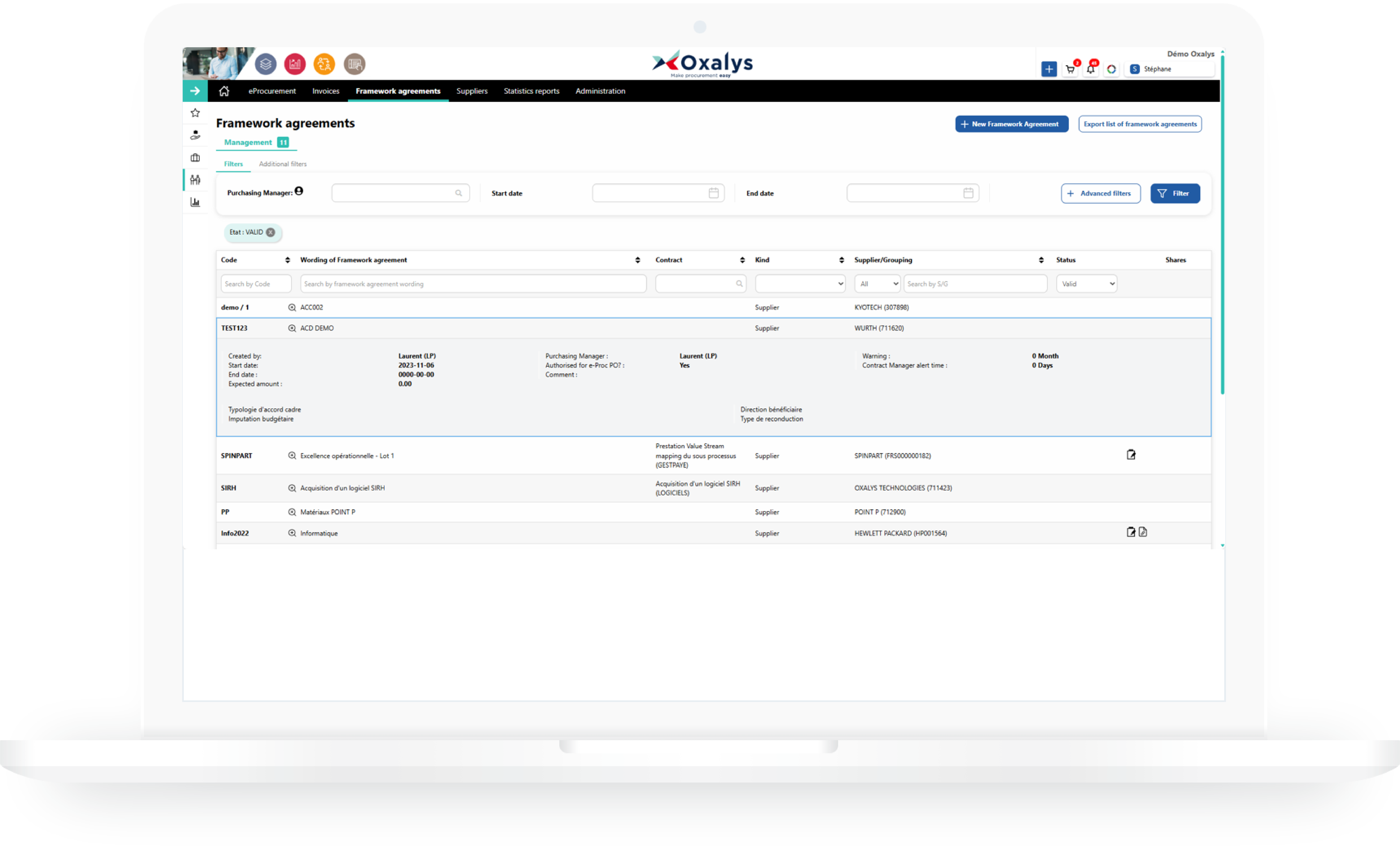 Mockup Framework agreements - Oxalys