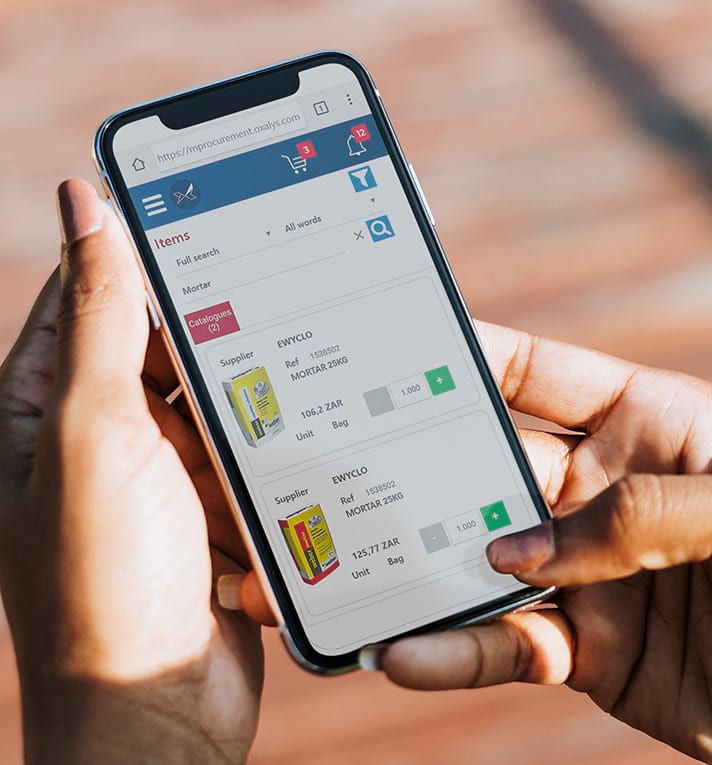 EL2D's technicians or foremen are equipped with tablets and the Oxalys Mobile Procurement application from which they can place their orders directly from their worksite